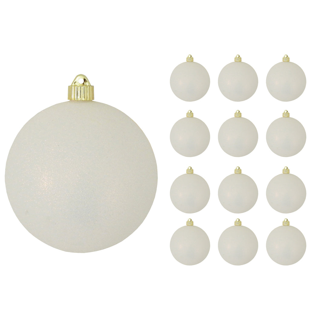 6" (150mm) Commercial Shatterproof Ball Ornament, Snowball White Glitter, 2 per Bag, 6 Bags per Case, 12 Pieces