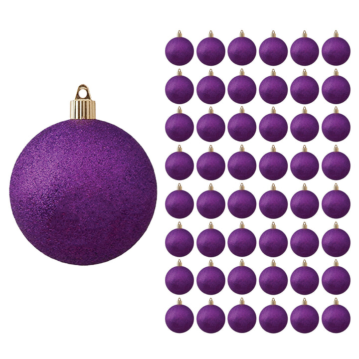 4" (100mm) Shatterproof Ball Ornaments, Purple Glitter, 1/Ea, 48/Case, 48 Pieces