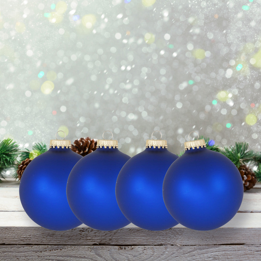 3 1/4" (80mm) Glass Ball Ornament, Royal, 4/Box, 12/Case, 48 Pieces
