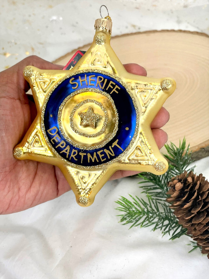 4 3/4" (120mm) Sheriff Badge Figurine Ornaments, 1/Box, 6/Case, 6 Pieces