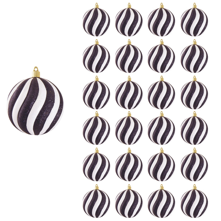 4 3/4" (120mm) Jumbo Commercial Shatterproof Ball Ornament, Milk White with Black Swirls, Case, 24 Pieces