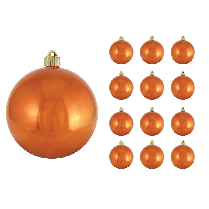 6" (150mm) Commercial Shatterproof Ball Ornament, Shiny Mandarin Orange, 2 per Bag, 6 Bags per Case, 12 Pieces