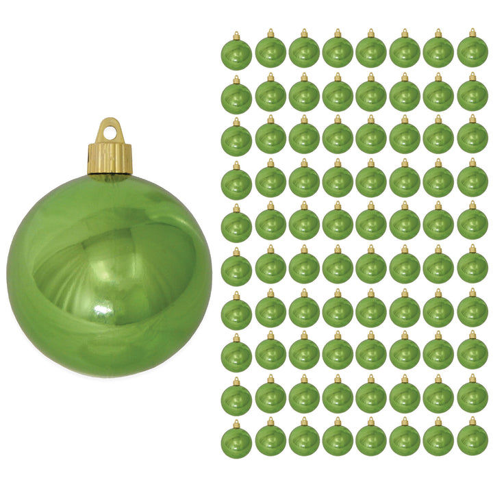 3 1/4" (80mm) Commercial Shatterproof Ball Ornament, Shiny Limeade Green, 8 Pieces per Bag. 10 Bags per Case, 80 Pieces per case.