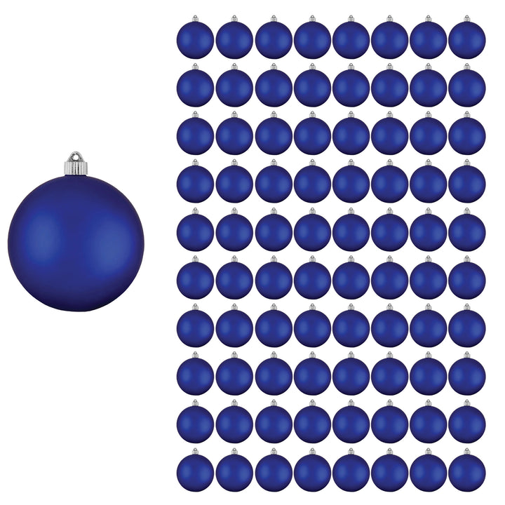 3 1/4" (80mm) Shatterproof Christmas Ball Ornaments, Regal Blue, Case, 8 Piece Bags x 10 Bags, 80 Pieces