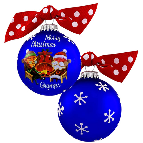 3 1/4" (80mm) Personalizable Hugs Specialty Gift Ornaments, Merry Christmas Gramps, Royal Velvet, 1/Box, 12/Case, 12 Pieces
