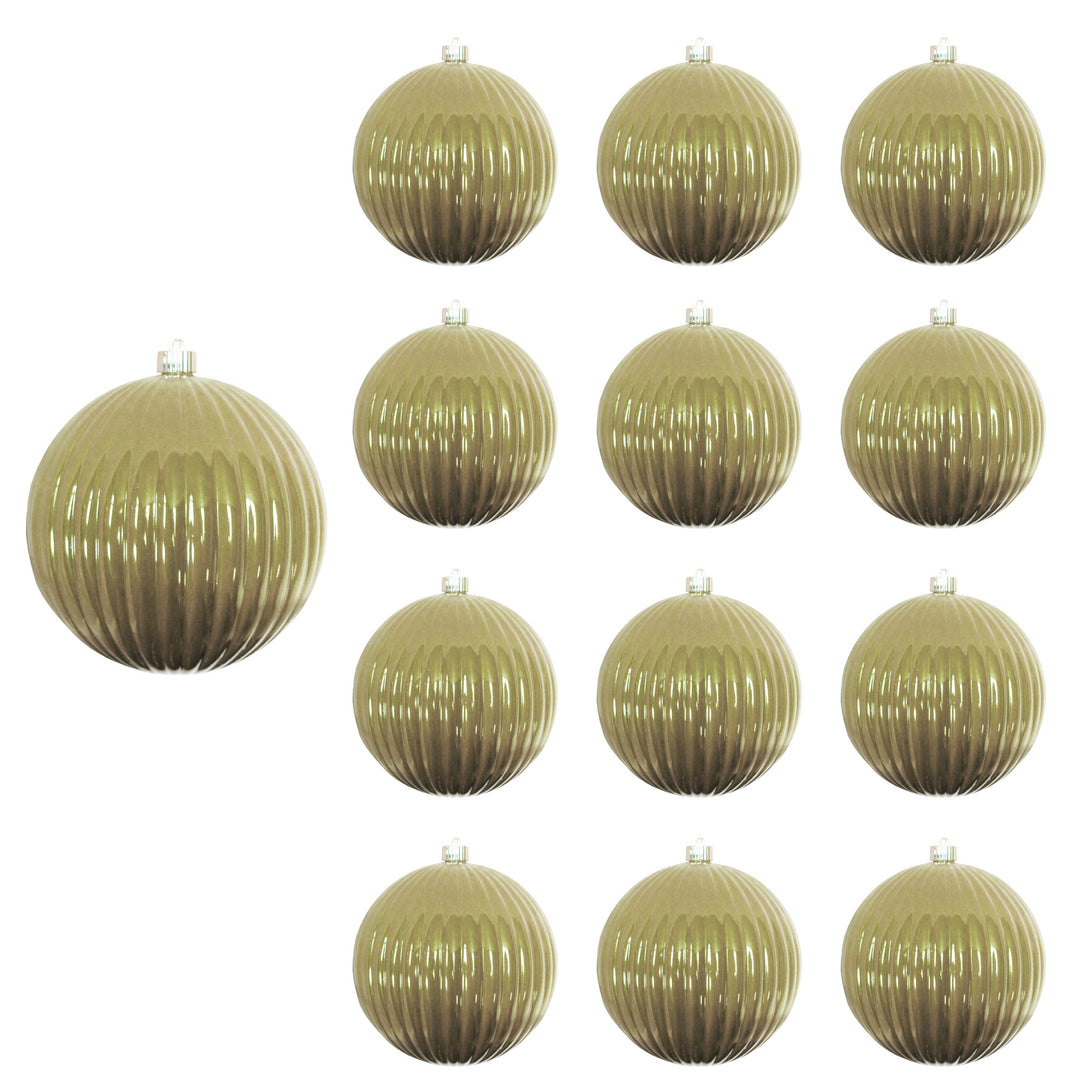 6" (150mm) Large Commercial Shatterproof Ripple Ornaments, Gilded Gold, Case, 12 Pieces
