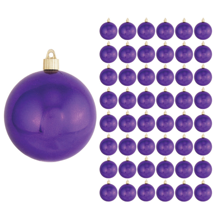 4" (100mm) Commercial Shatterproof Ball Ornament, Shiny Vivacious Purple, 4 per Bag, 12 Bags per Case, 48 Pieces