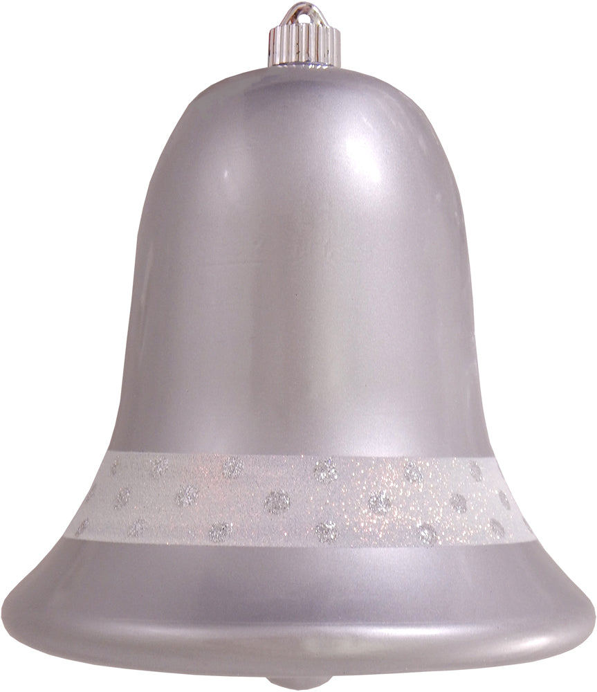 9" (229mm) Commercial Shatterproof Bell Ornaments, Candy Silver, 1/Box, 6/Case, 6 Pieces