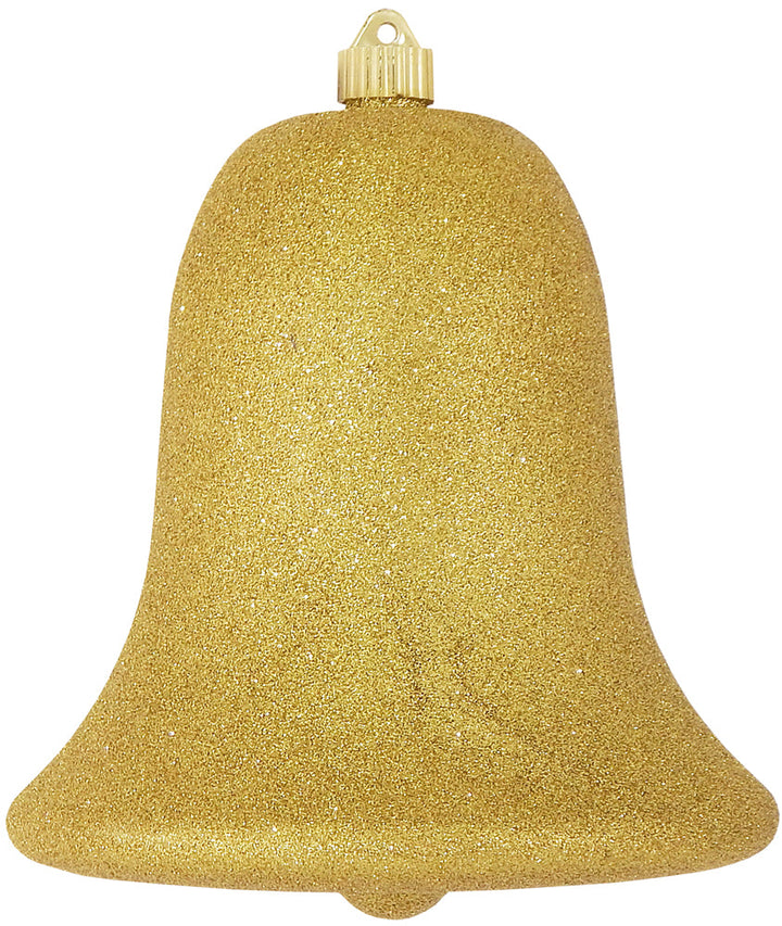 9" (229mm) Commercial Shatterproof Bell Ornaments, Gold Glitter, 1/Box, 6/Case, 6 Pieces