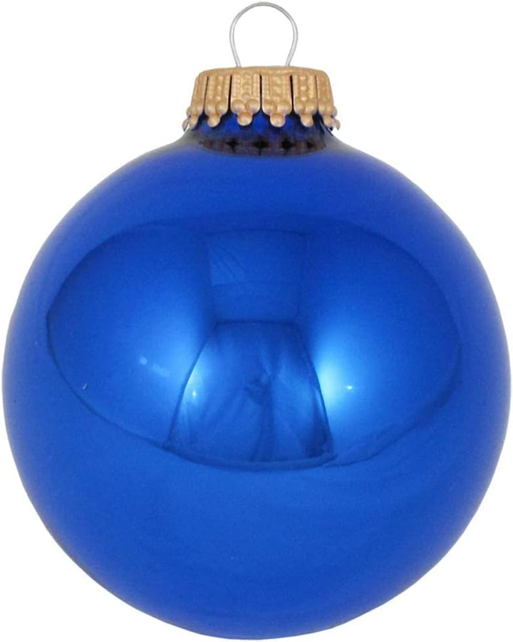 2" (50mm) Ball Ornaments, Gold Caps, Victoria Blue, 12/Box, 12/Case, 144 Pieces