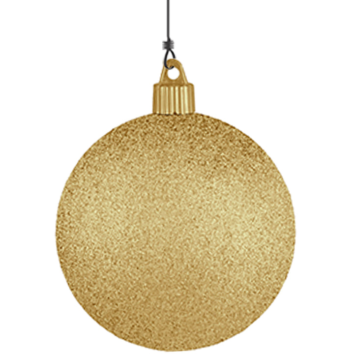 4" (100mm) Large Commercial Pre-Wired Shatterproof Ball Ornament, Gold Glitter, Case, 48 Pieces