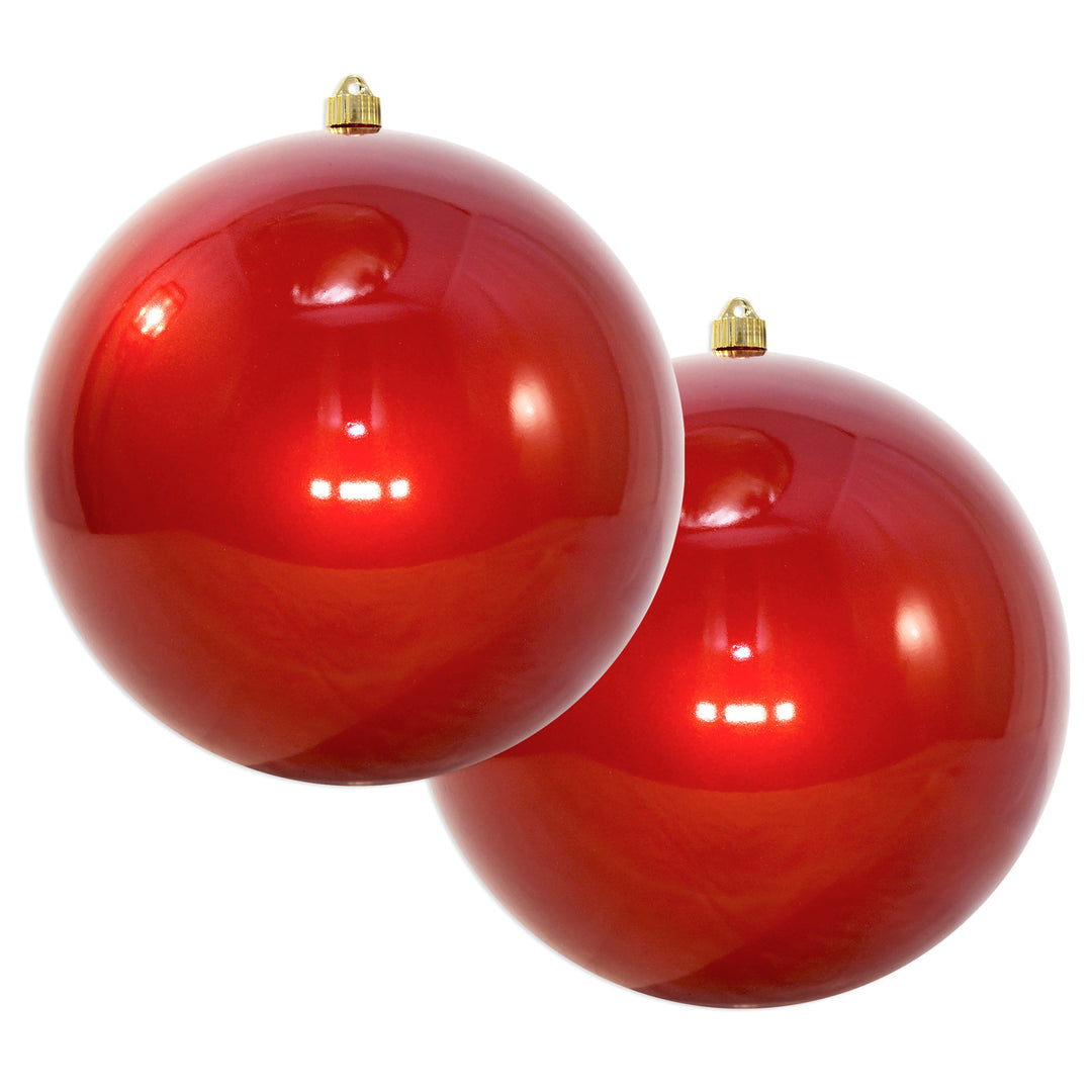 12" (300mm) Giant Commercial Shatterproof Ball Ornament, Candy Red, Case, 2 Pieces