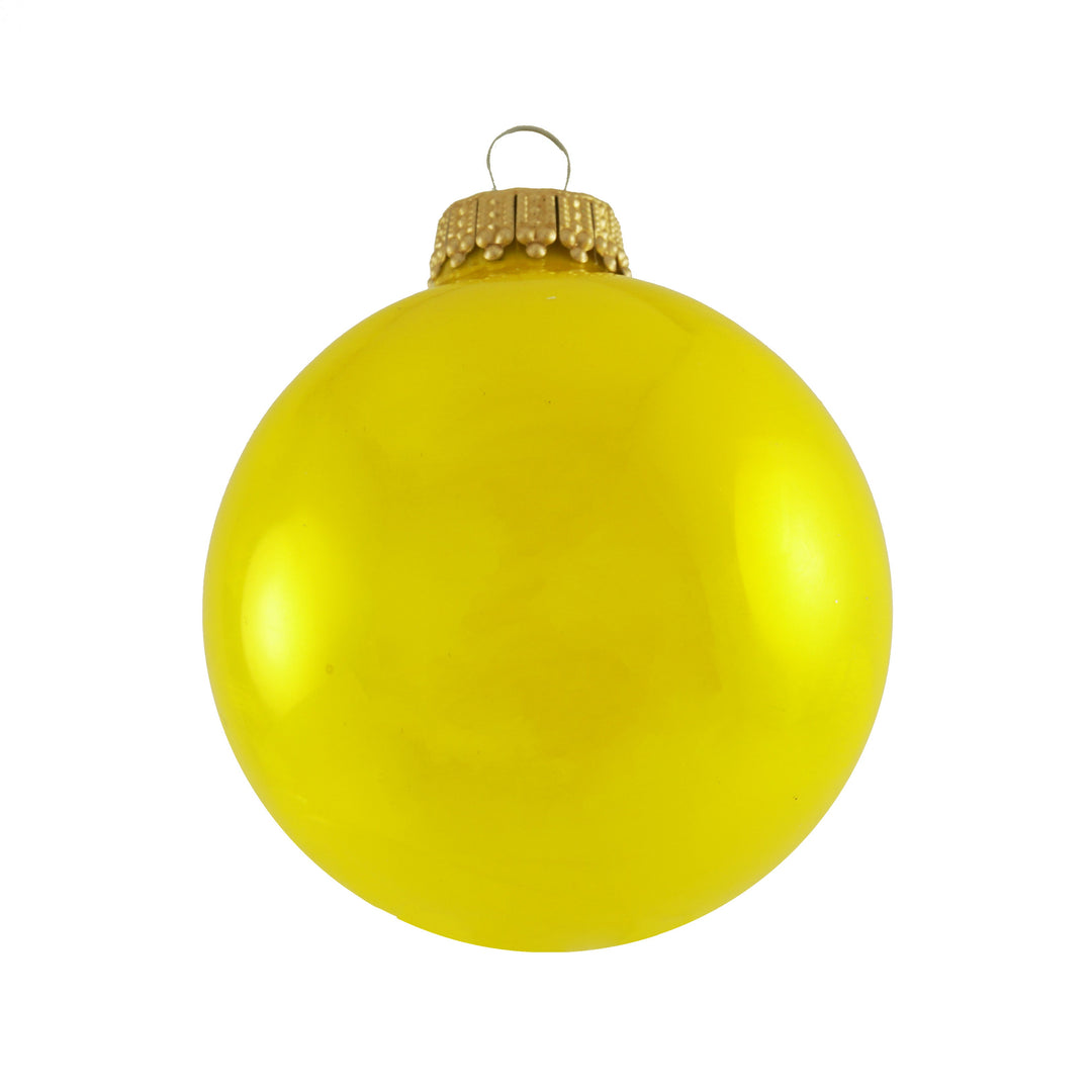 3 1/4" (80mm) Glass Ball Ornament, Full Sun Yellow, 4/Box, 12/Case, 48 Pieces