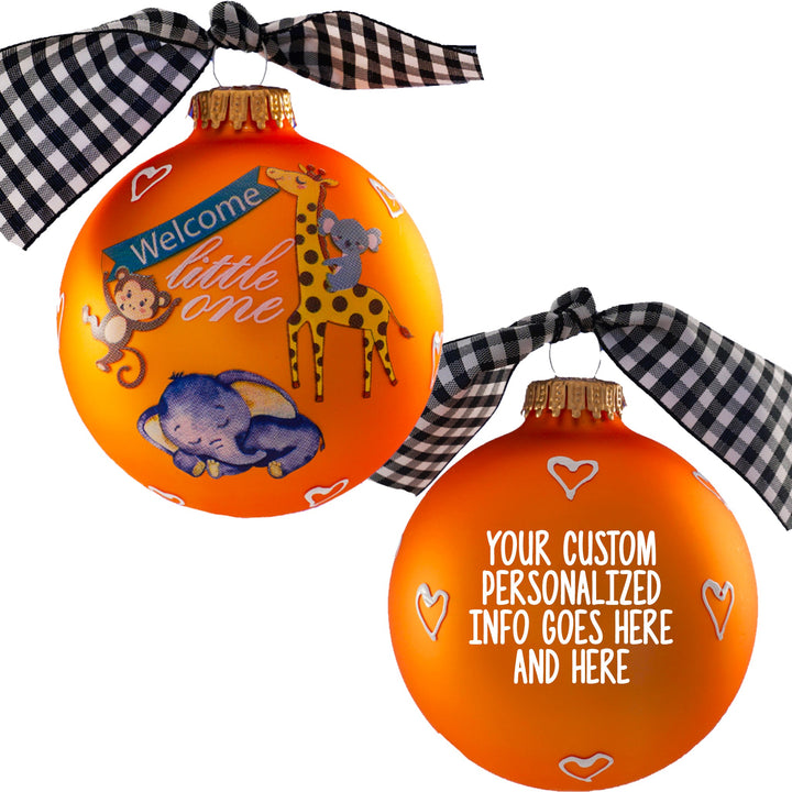 3 1/4" (80mm) Personalizable Hugs Specialty Gift Ornaments, Wildfire Velvet with Welcome Little One
