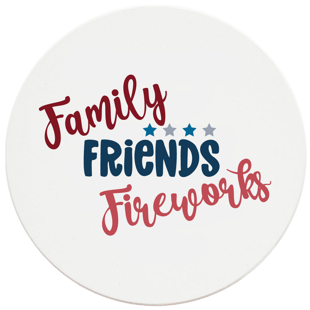 4 Inch Round Ceramic Family, Friends, Fireworks, 2 Sets of 4, 8 Pieces