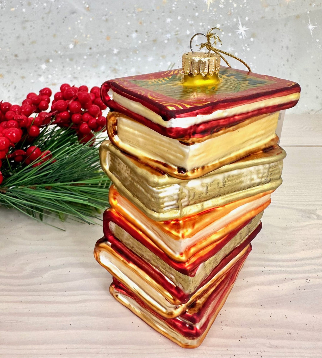4" (100mm) Stack of Books Figurine Ornaments, 1/Box, 6/Case, 6 Pieces