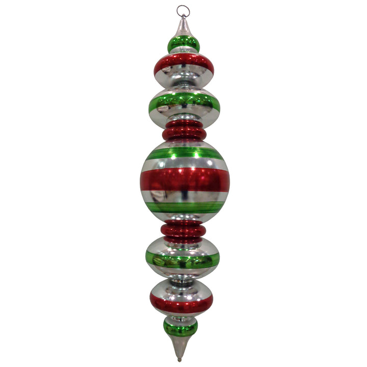 40" Giant Commercial Shatterproof Finials, Looking Glass with Red / Lime Stripes, Case, 1 Pieces