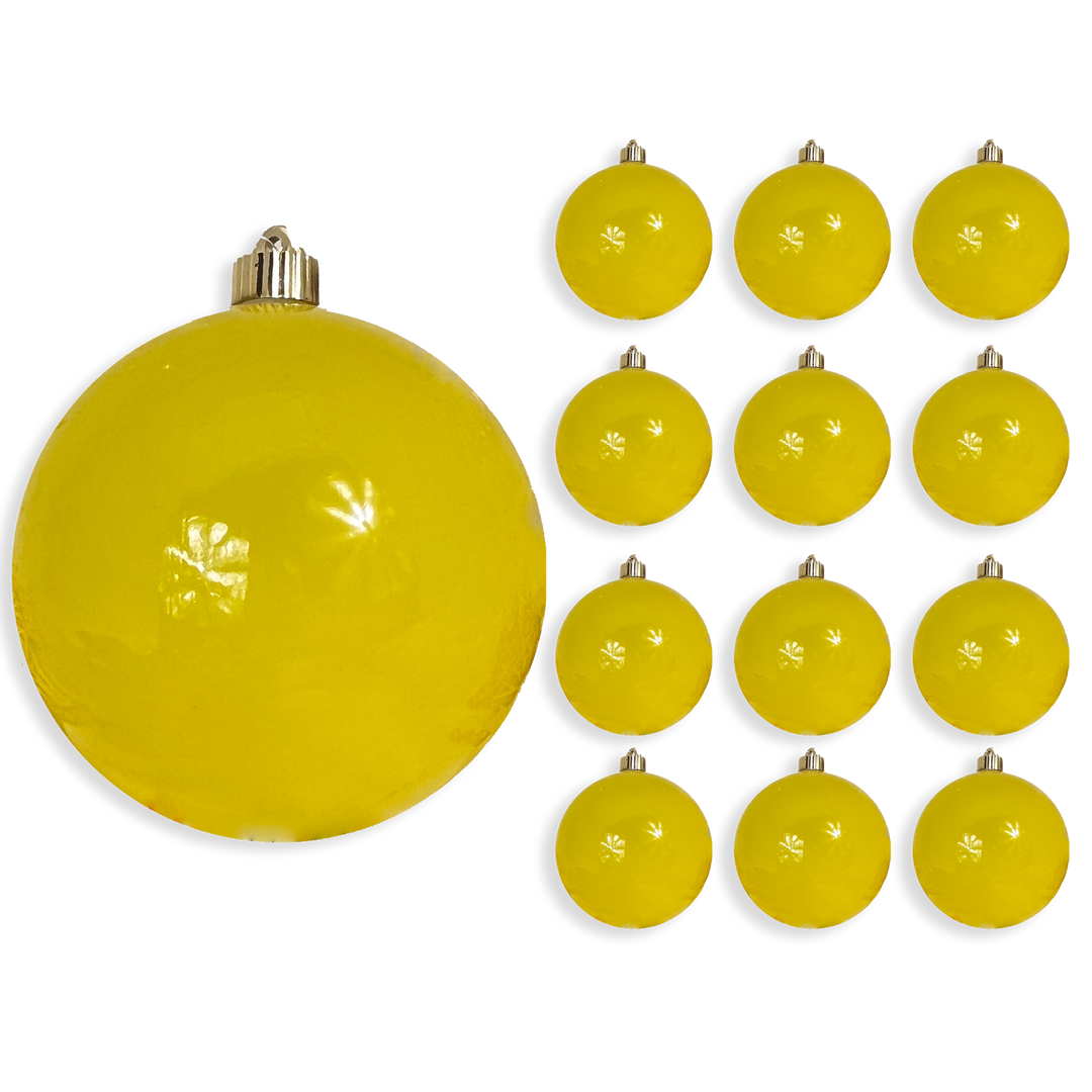 6" (150mm) Large Commercial Shatterproof Ball Ornaments, Mellow Yellow, 1/Box, 12/Case, 12 Pieces