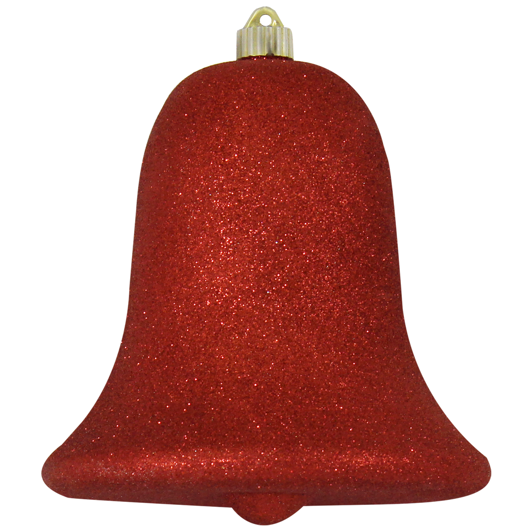 9" (229mm) Commercial Shatterproof Bell Ornaments, Red Glitter, 1/Box, 6/Case, 6 Pieces