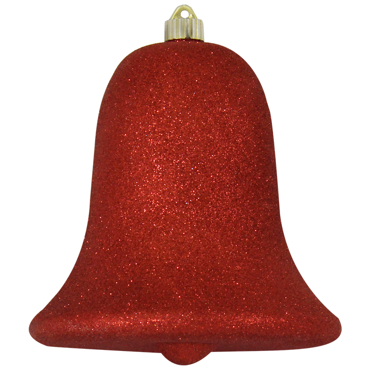 9" (229mm) Commercial Shatterproof Bell Ornaments, Red Glitter, 1/Box, 6/Case, 6 Pieces