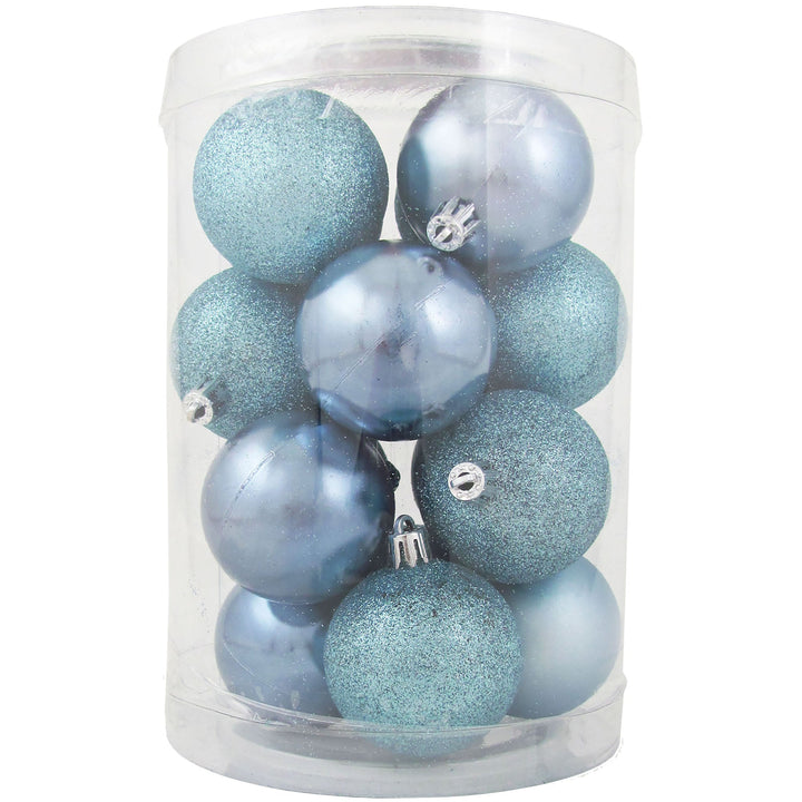 2 1/3" (60mm) Shatterproof Christmas Ball Ornaments, Light Blue Multi, Case, 16 Count x 12 Tubs, 192 Pieces