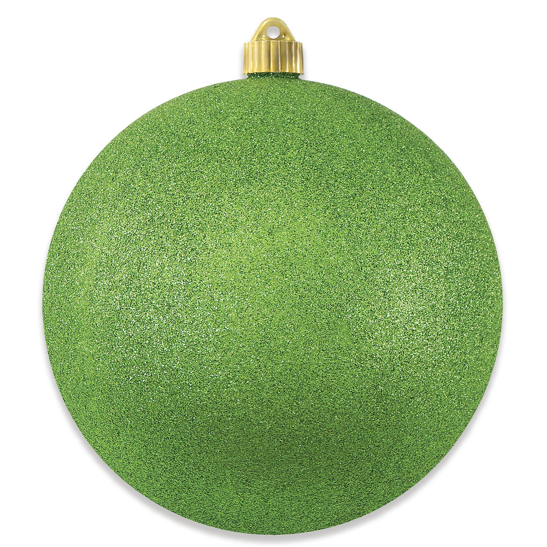 8" (200mm) Giant Commercial Shatterproof Ball Ornament, Lime Glitter, Case, 6 Pieces