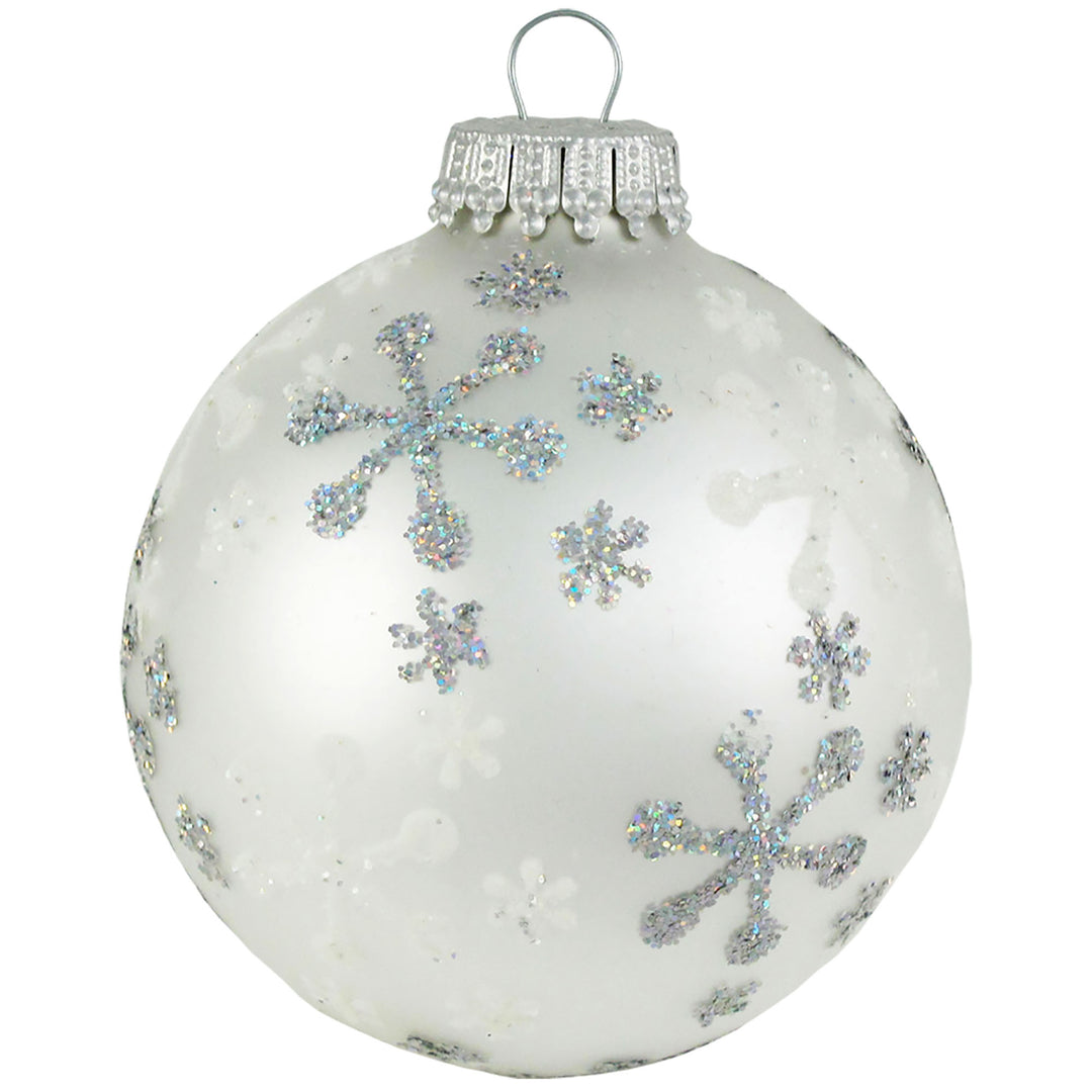 2 5/8" (67mm) Ball Ornaments, White Silver Jax, Silver/White, 4/Box, 12/Case, 48 Pieces