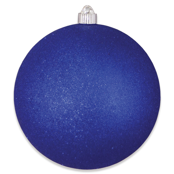 8" (200mm) Giant Commercial Shatterproof Ball Ornament, Dark Blue Glitter, Case, 6 Pieces