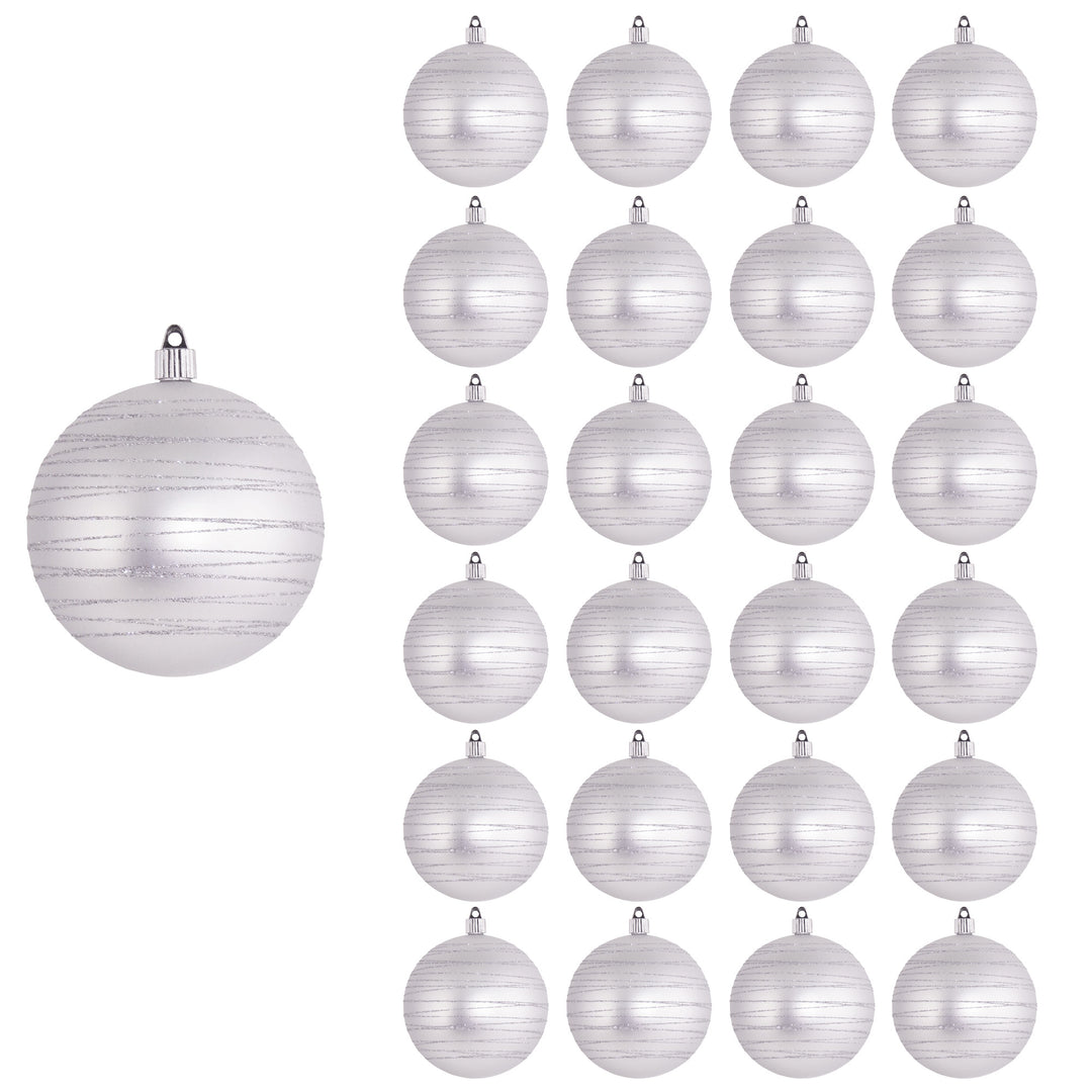 Dove Gray 4 3/4" (120mm) Shatterproof Ball with Silver Tangles, Case, 24 Pieces