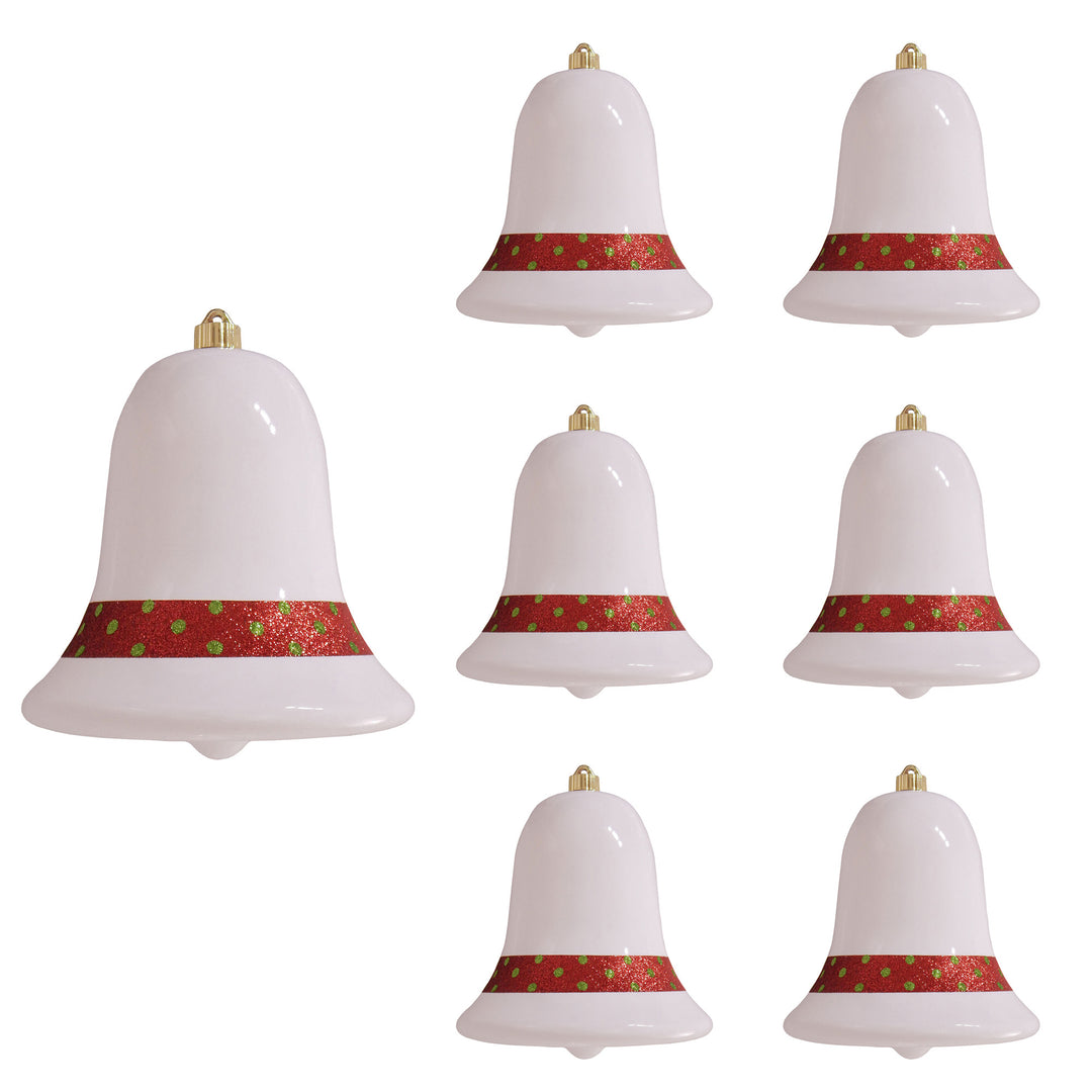 9" (229mm) Commercial Shatterproof Bell Ornaments, Pure White, 1/Box, 6/Case, 6 Pieces