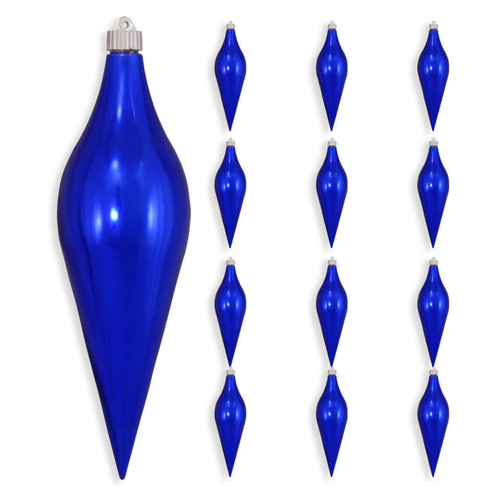 12 2/3" (320mm) Large Commercial Shatterproof Drop Ornaments, Azure Blue, Case, 12 Pieces