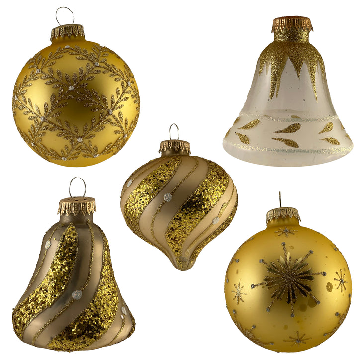 3 1/4" (80mm) Ball Ornaments Highly Decorated Ornament, Gold, 9/Box, 6/Case, 54 Pieces