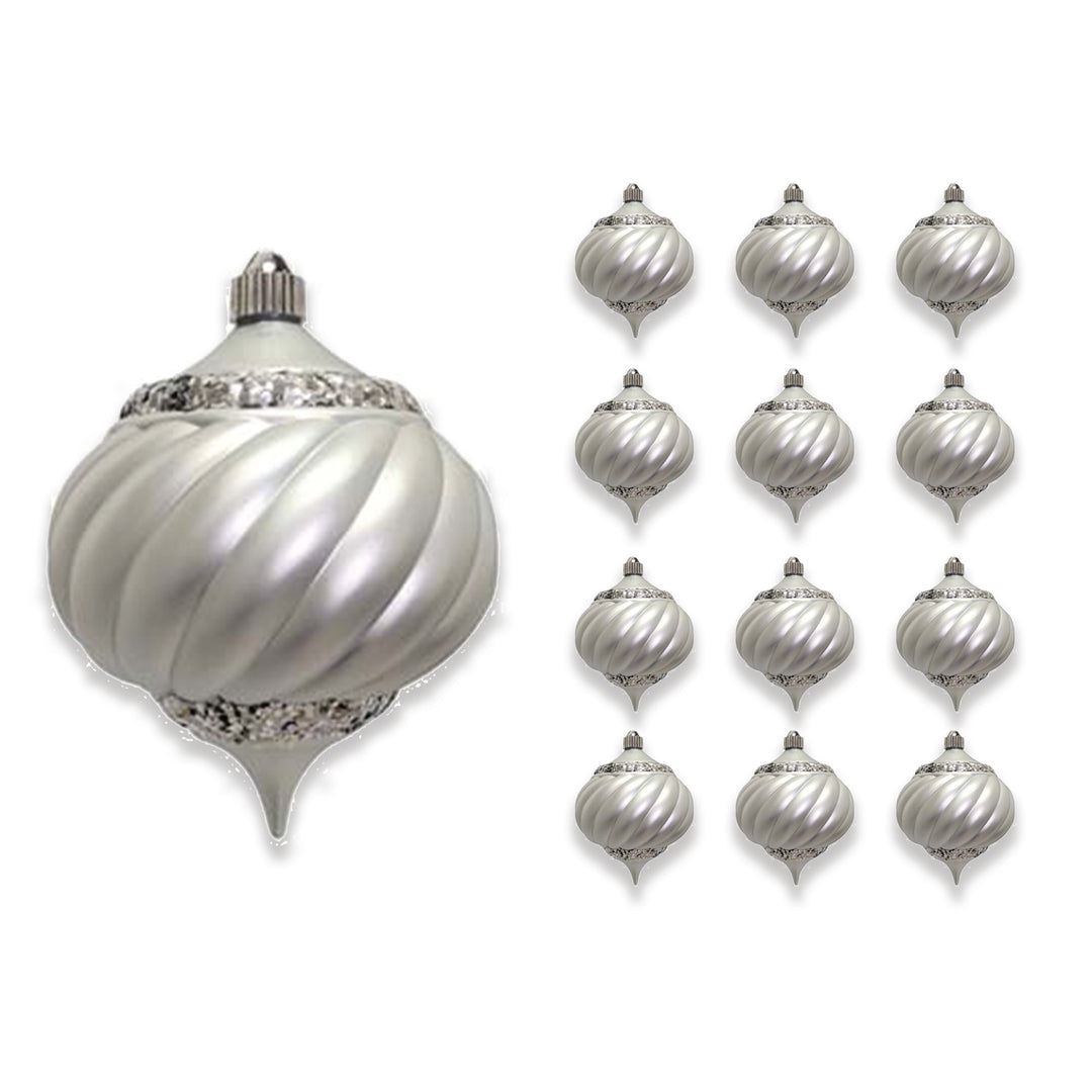 6" (150mm) Large Commercial Shatterproof Swirled Onion Ornaments, Dove Gray, Case, 12 Pieces