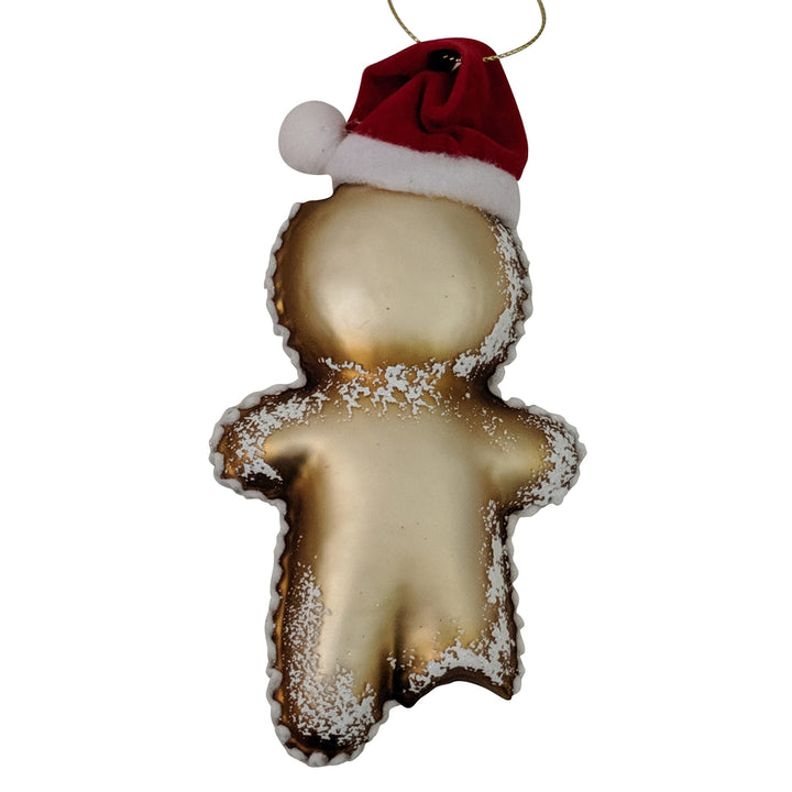 6 1/2" (165mm) Gingerbread Man with Santa Hat Glass Figurine Ornaments, 1/Box, 6/Case, 6 Pieces