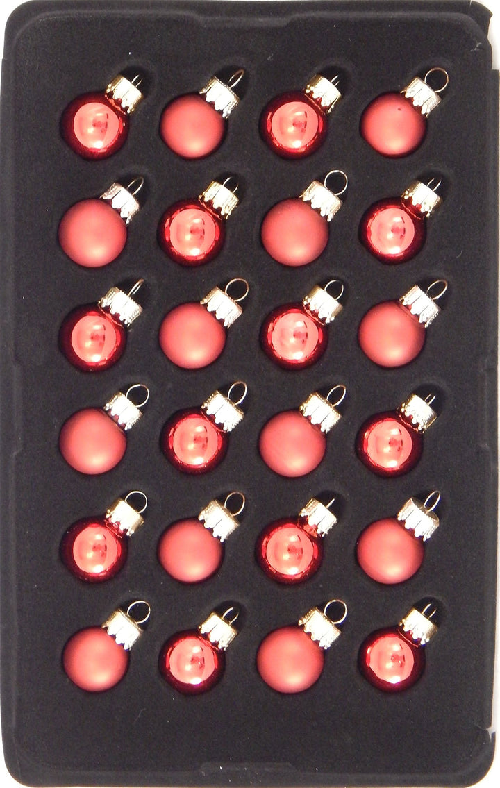 .79" (20mm) Mini Ball Tiny Treasures, Red/Red Velvet Christmas Colors, 24/Box, 24/Case, 288 Pieces