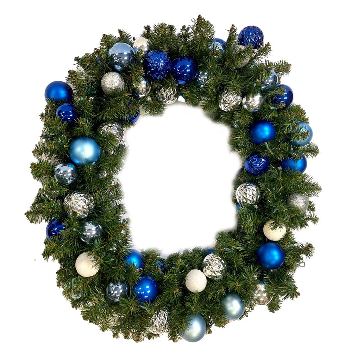 Christmas By Krebs Shatterproof Interior Wreath Decorating Kits - ORNAMENTS ONLY (Blue, Silver & White - Interior, 30 Inch - 48 Ornaments)