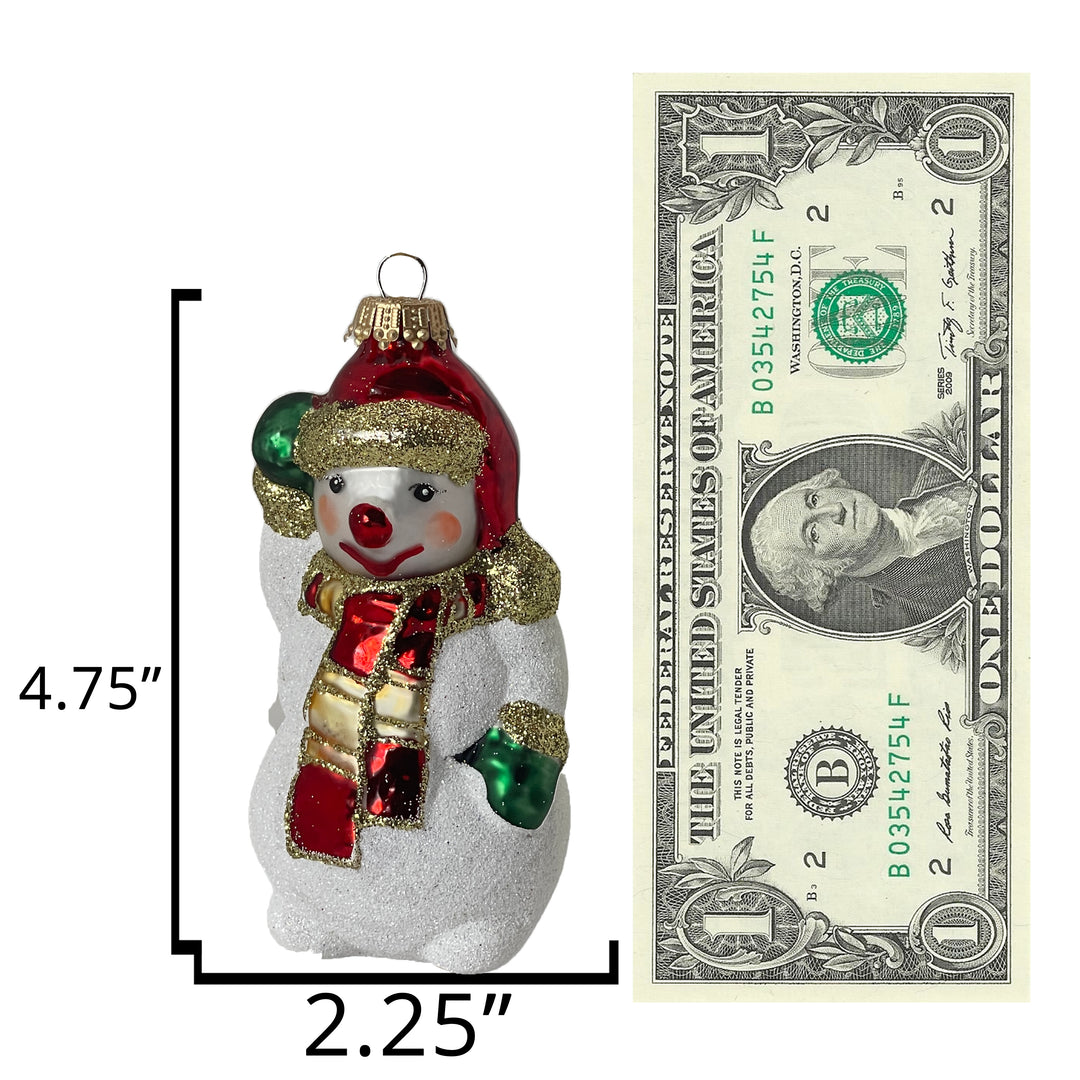 4.75 inches (12cm) Snowman Waving White/ Red Figurine Ornaments, 1/Box, 6/Case, 6 Pieces