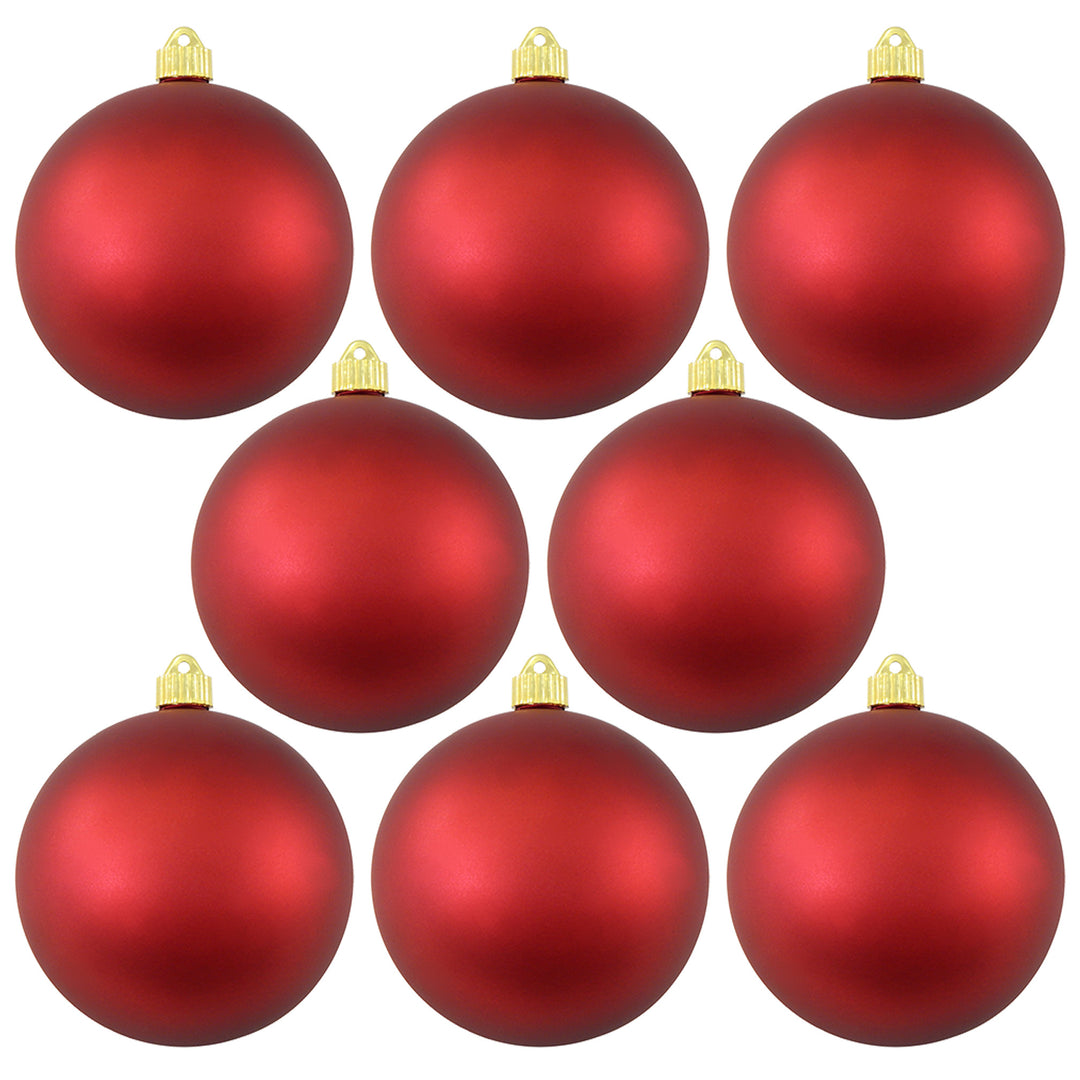 3 1/4" (80mm) Shatterproof Christmas Ball Ornaments, Red Alert, Case, 8 Piece Bags x 10 Bags, 80 Pieces