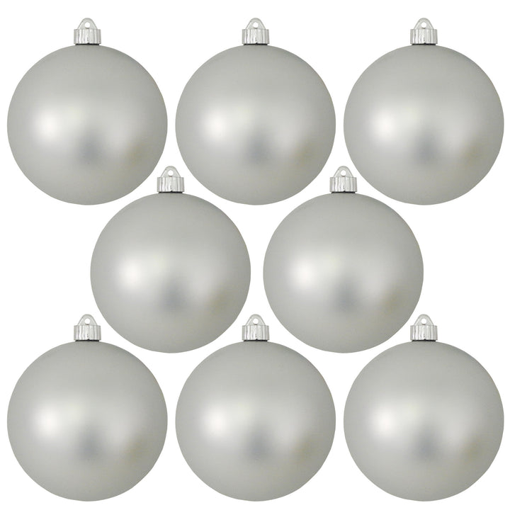 3 1/4" (80mm) Shatterproof Christmas Ball Ornaments, Dove Gray Silver, Case, 8 Piece Bags x 10 Bags, 80 Pieces