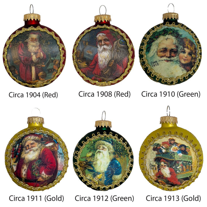 3 1/4" (80mm) Ball Ornaments, Silk Dated Santas 2023, Multi, 1/Box, 12/Case, 12 Pieces