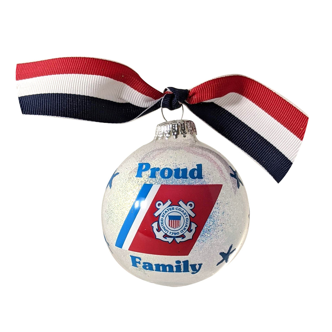 3 1/4" (80mm) Hugs Specialty Gift Ornaments, Proud Coast Guard Family, Snow Sparkle Glitter, 1/Box, 12/Case, 12 Pieces