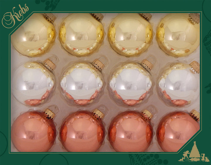 2 5/8" (67mm) Ball Ornaments, Precious Metals Solid Color Variety Set, 12/Box, 12/Case, 144 Pieces