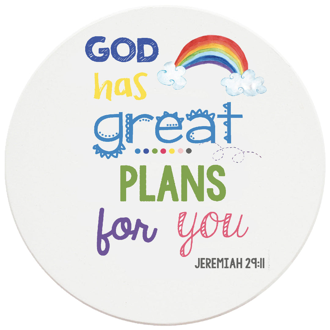 4 inch Round Religious Ceramic Coasters God Has Great Plans For You, 2 Sets of 4, 8 Pieces