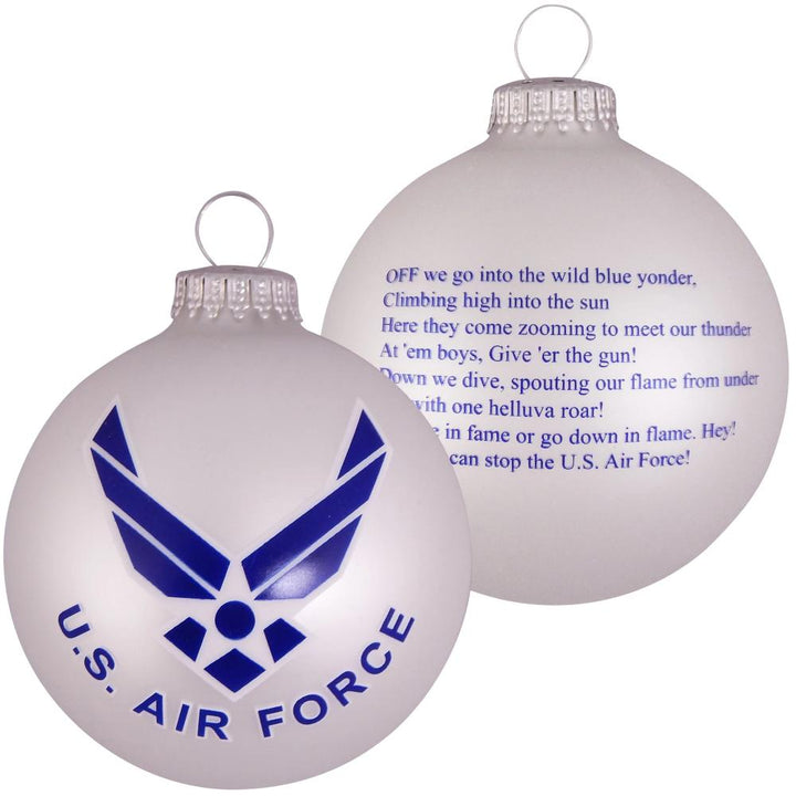 3 1/4" (80mm) Ball Ornaments, US Air Force, Silver Pearl, 1/Box, 12/Case, 12 Pieces