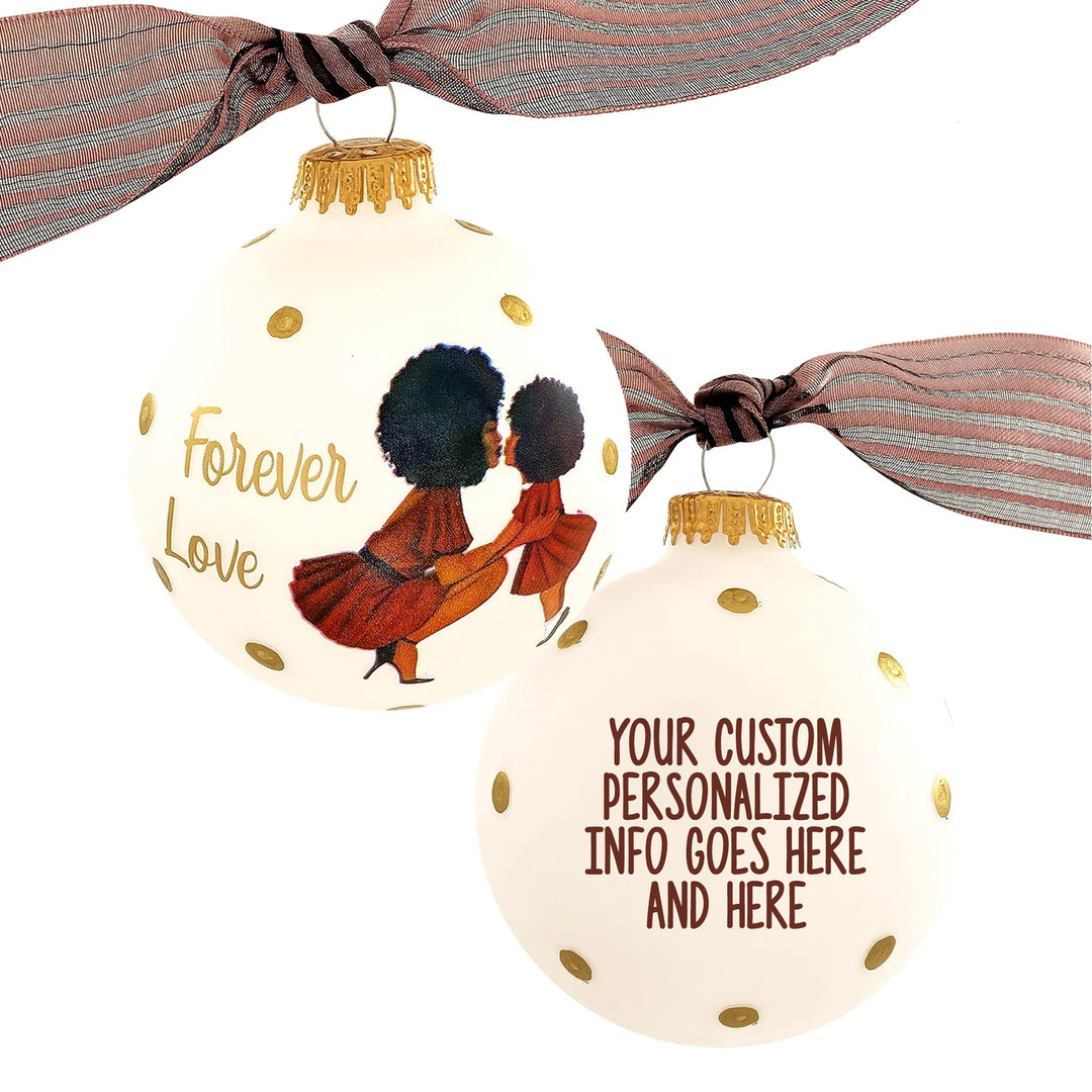 3 1/4" (80mm) Personalizable Hugs Specialty Gift Ornaments, Forever Love Ethnic Mom & Daughter Design, Frost White, 1/Box, 12/Case, 12 Pieces