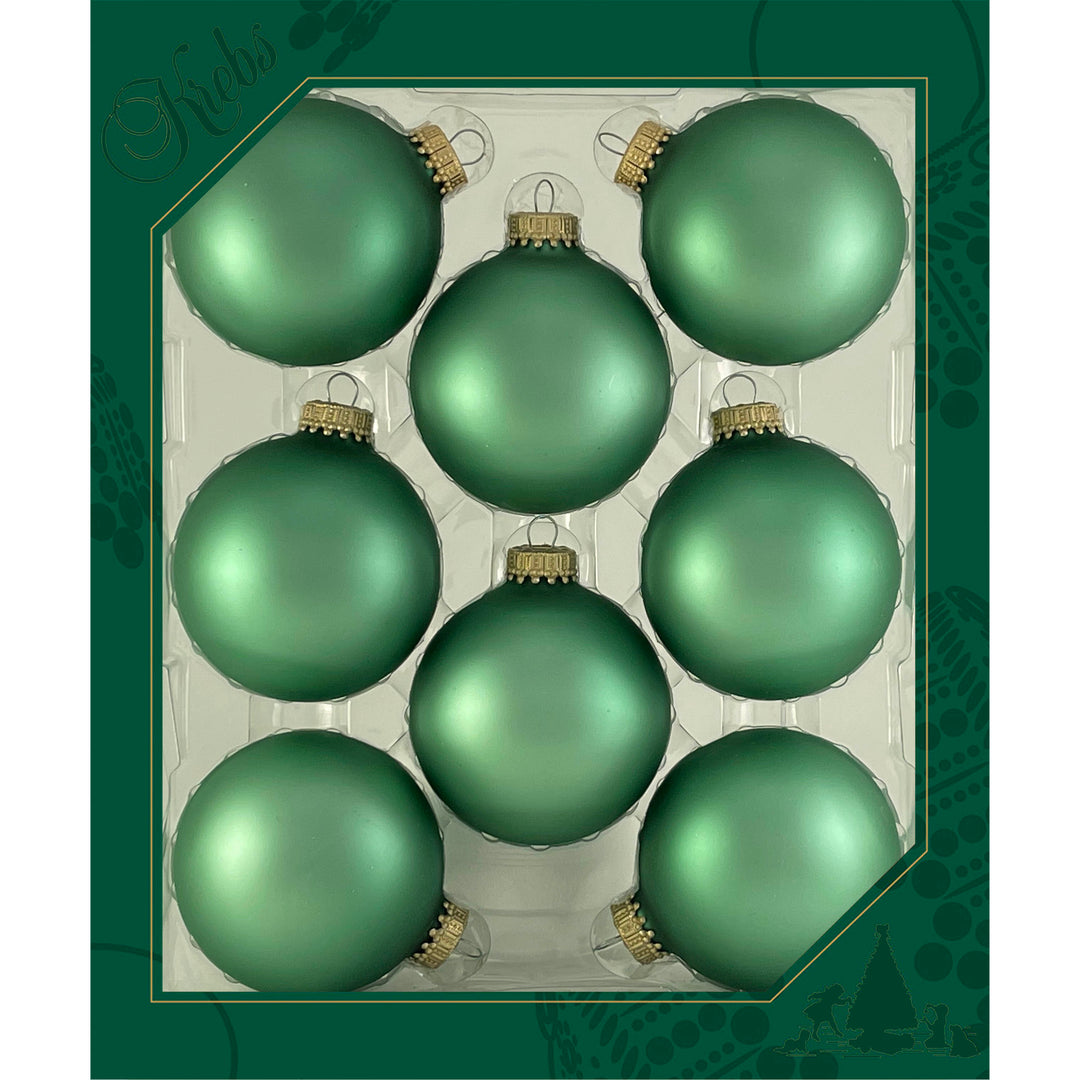 2 5/8" (67mm) Ball Ornaments, Jade Lime Velvet with Gold Crown Caps - 8/Box, 12/Case, 96 Pieces