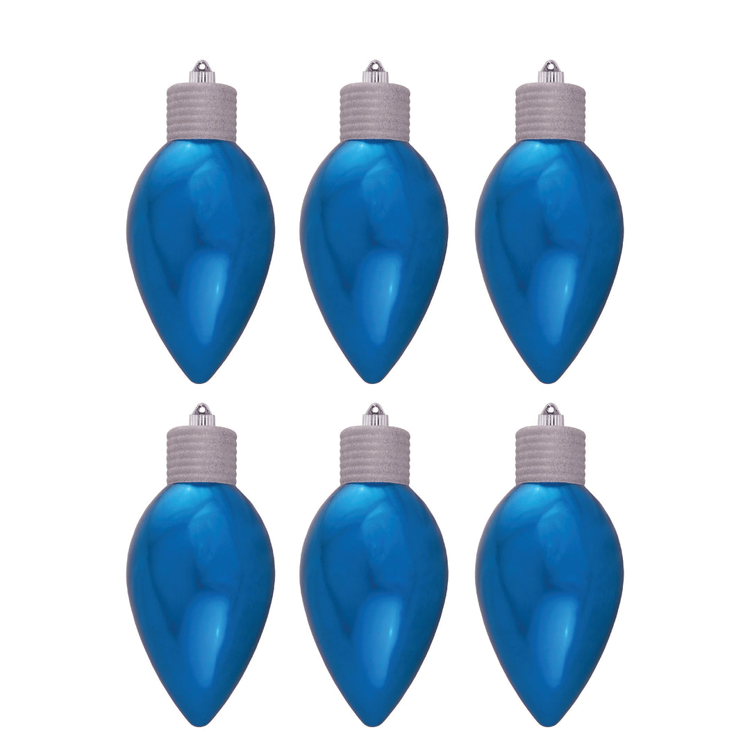 12" (300mm) Giant Commercial Shatterproof C9 Light Bulb Ornament, Balmy Seas Blue, Case, 6 Pieces