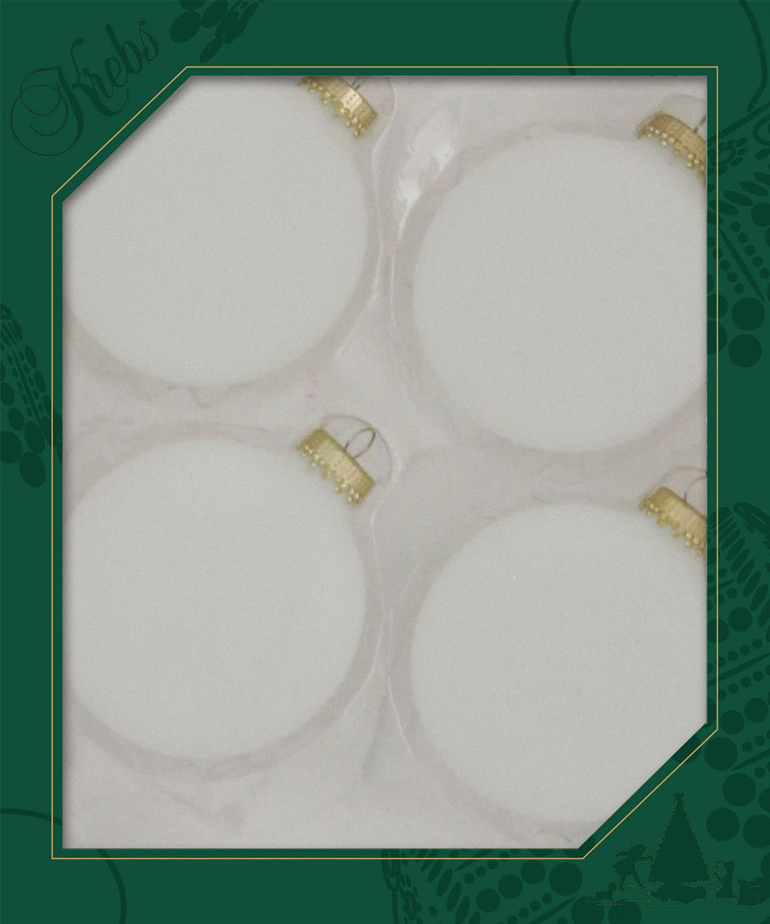 3 1/4" (80mm) Ball Ornaments, Gold Caps, Frost, 4/Box, 12/Case, 48 Pieces