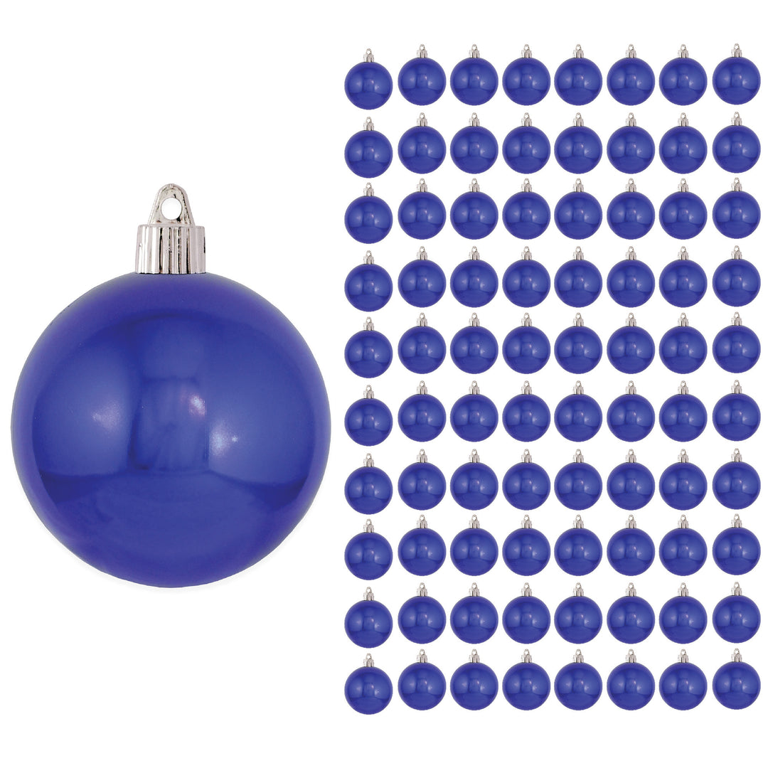 3 1/4" (80mm) Commercial Shatterproof Ball Ornament, Shiny Azure Blue, 8 Pieces per Bag. 10 Bags per Case, 80 Pieces per case.