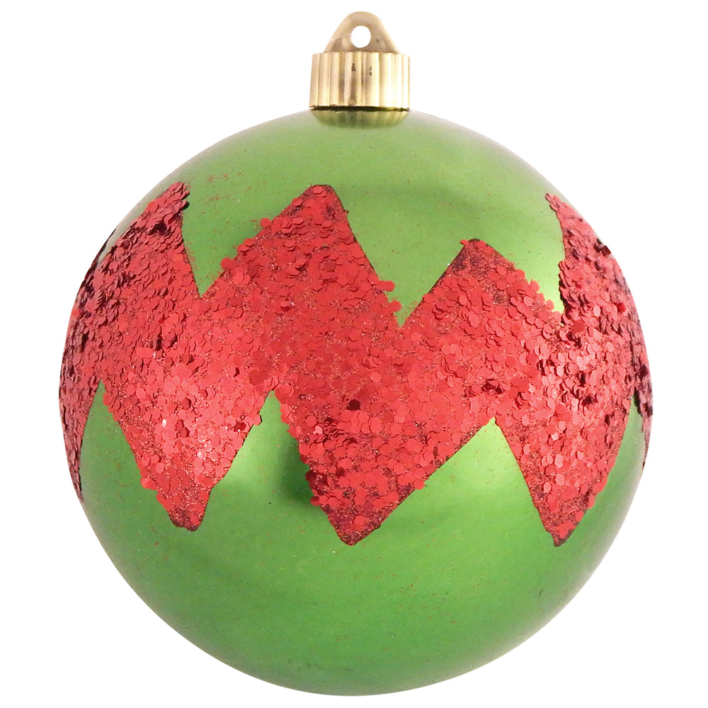 6" (150mm) Decorated Commercial Shatterproof Ball Ornaments, Limeade Green, 1/Box, 12/Case, 12 Pieces - Christmas by Krebs Wholesale